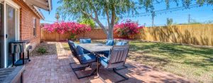Backyard of a home, showing a